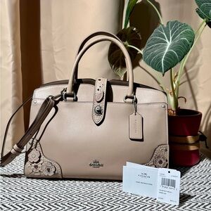 Coach Tea Rose Mercer 30 Satchel in Stone - 2017